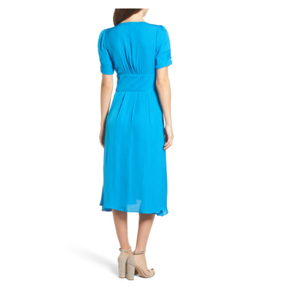 Chelsea28 Textured Fit & Flare Midi Dress Blue Size M - Picture 2 of 2